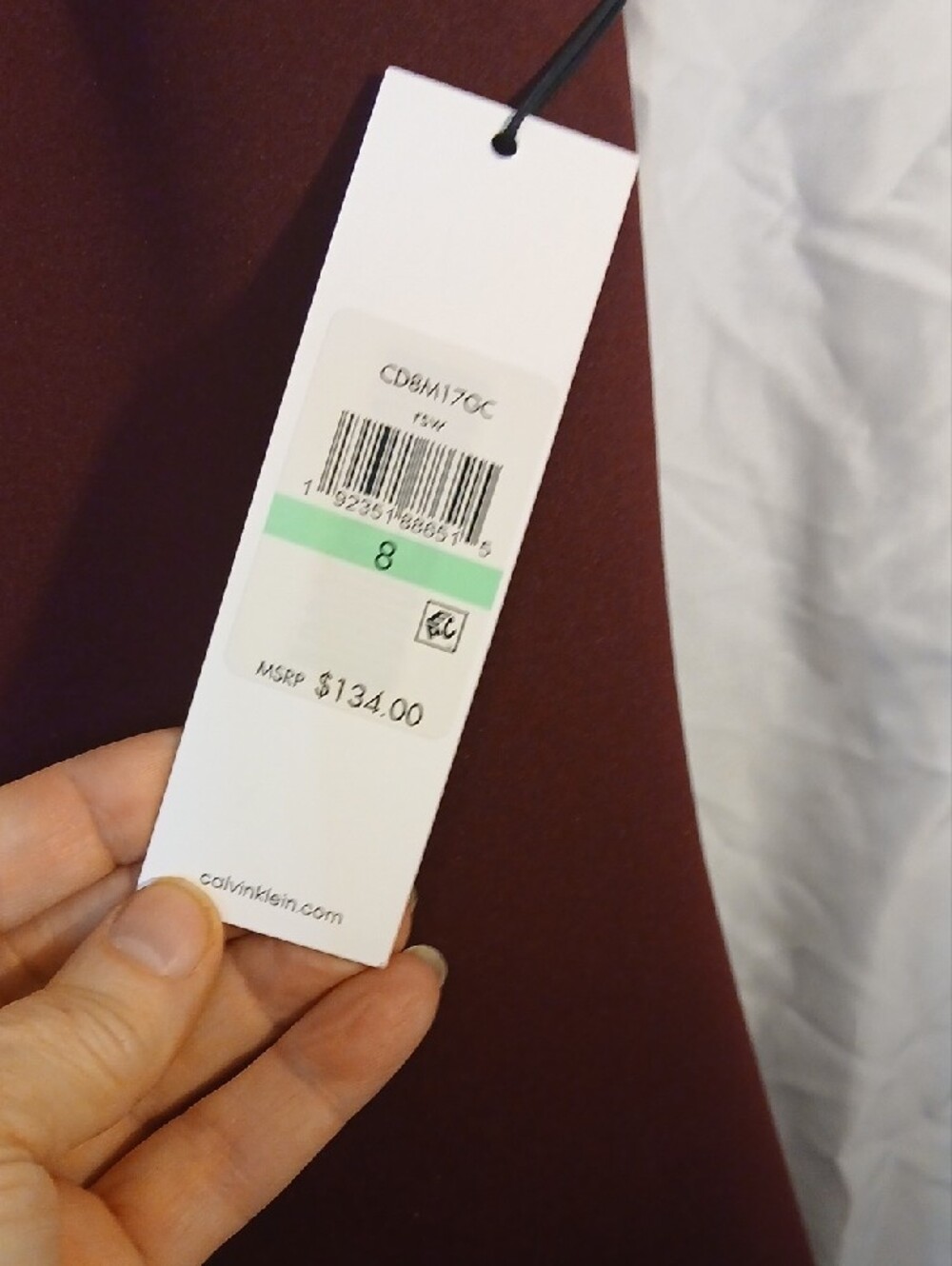 NWT Burgundy Calvin Klein Sleeveless Ruffle-Collar Dress! Wear evening out! - Picture 3 of 3